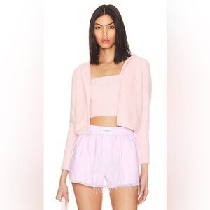 NWT Alice + Olivia Lidell Crop Zip Up Hoodie in Petal AND BANDEAU (SET SOLD OUT)